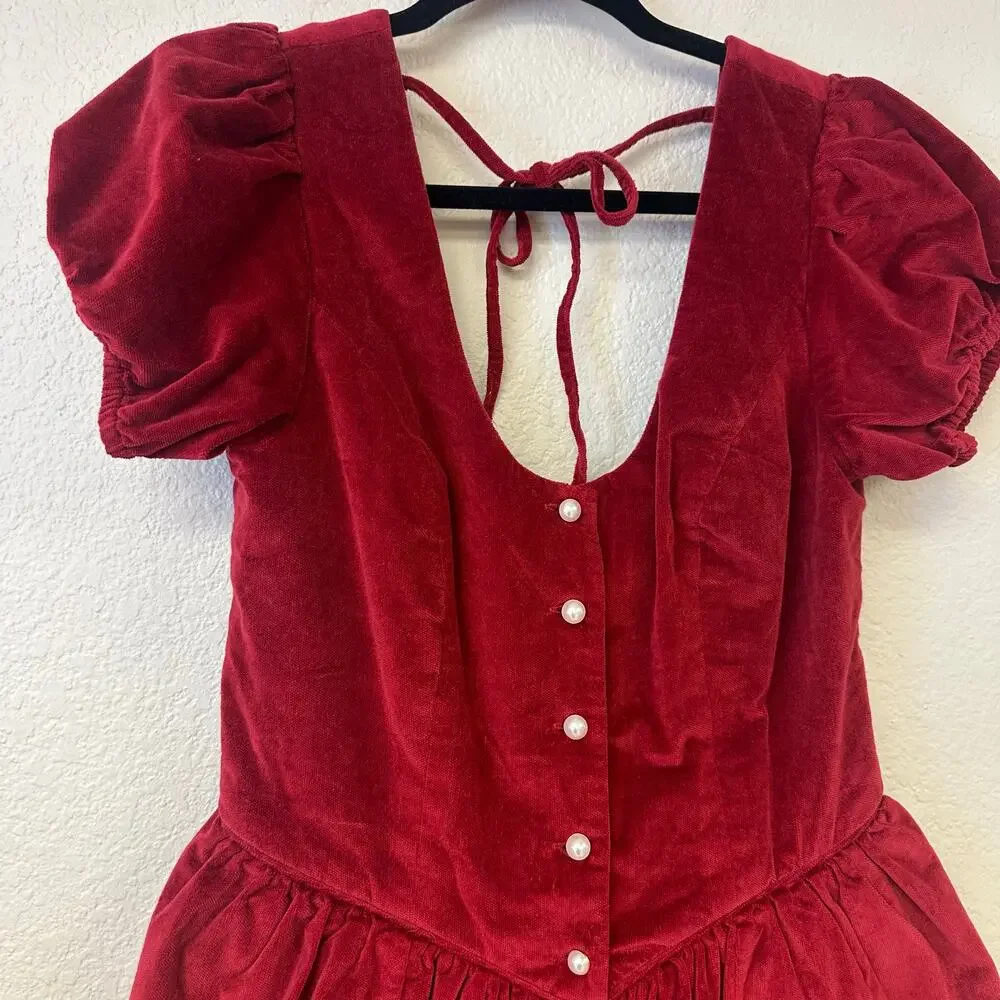 Free People x Revolve Silver Bells Romper in Cherry Size Medium NWT